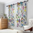 thumbnail image 2 of Yayeee Window Curtains Light Filtering 63"x42" Grommet Panel Pair Home Living Room Decor, White Doodle Pattern, 2 of 7
