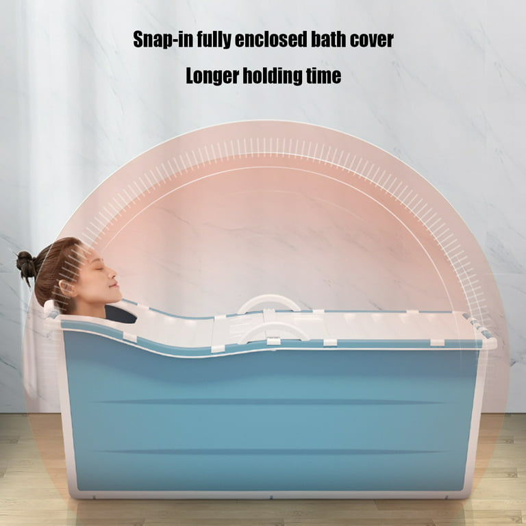 55 Extra Large Portable Foldable Bathtub Freestanding Soaking Bathing Tub  with Metal Frame for Adult Bathroom Folding SPA Tub for Shower Stall