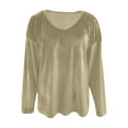 thumbnail image 4 of ClodeEU Women's V Neck Long Velvet Sleeve Tops ,Casual Fashions Basic Loose Fit Tunic T Shirts Beige,Womens Plus L, 4 of 8