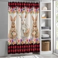 thumbnail image 6 of Easter Bunny Eggs Shower Curtain Set, Waterproof Shower Curtains for Bathroom, Spring Flowers Rabbits Retro Red Black Plaid Washable Fabric Bath Curtain for Bathtub Decoration with Hooks 72x78 Inches, 6 of 9