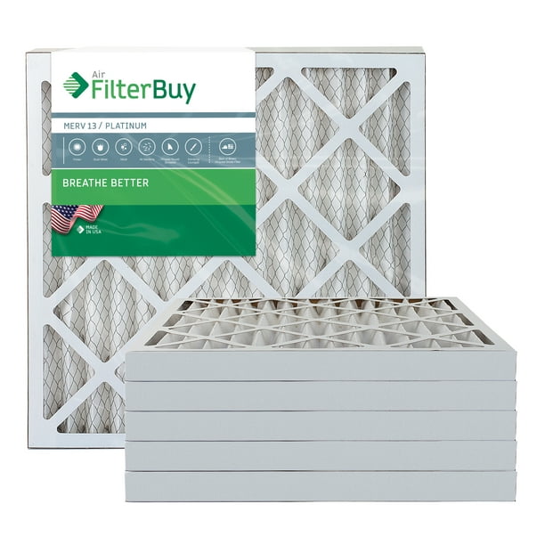 FilterBuy 20x20x2 MERV 13 Pleated AC Furnace Air Filter, (Pack of 6