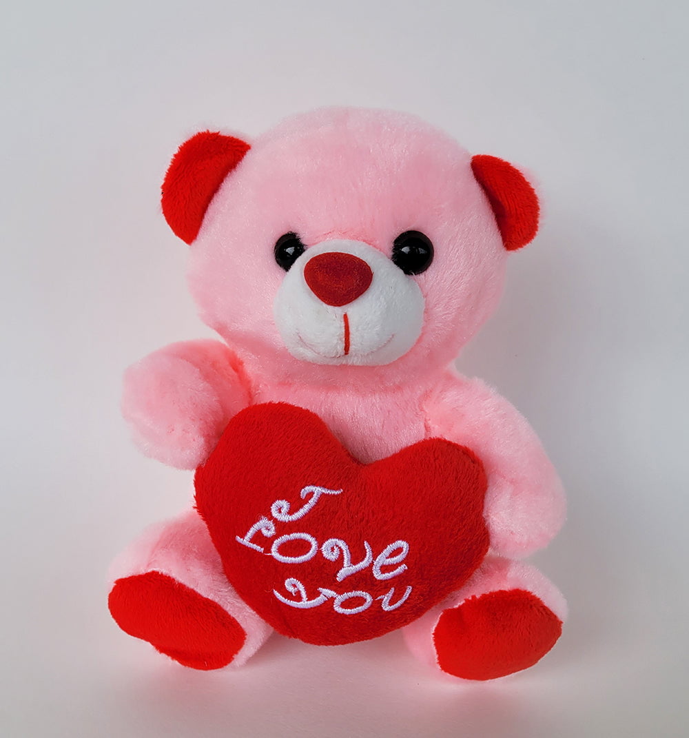 14" Bear Plush Rosey LOVE U Heart Valentine's Day Plush Doll White Pink NWT 