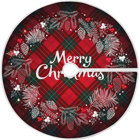 FMSHPON Christmas Tartan Plaid Xmas Christmas Tree Skirt Stand Mat for Holiday Party Decoration Indoor Outdoor 36 inches
