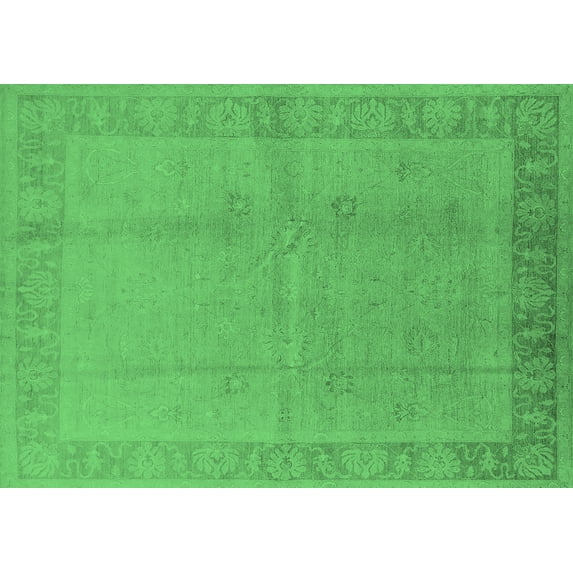 Ahgly Company Indoor Rectangle Oriental Emerald Green Traditional Area Rugs, 2' x 5'