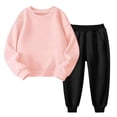 thumbnail image 4 of Gealkoca Children's Solid Color Round Neck Long Sleeved Sweatshirt Sweatpants Fleece Suit Pullover Jogging Pants Set 2 Pieces Sweatsuit 1-13 Years, 4 of 9