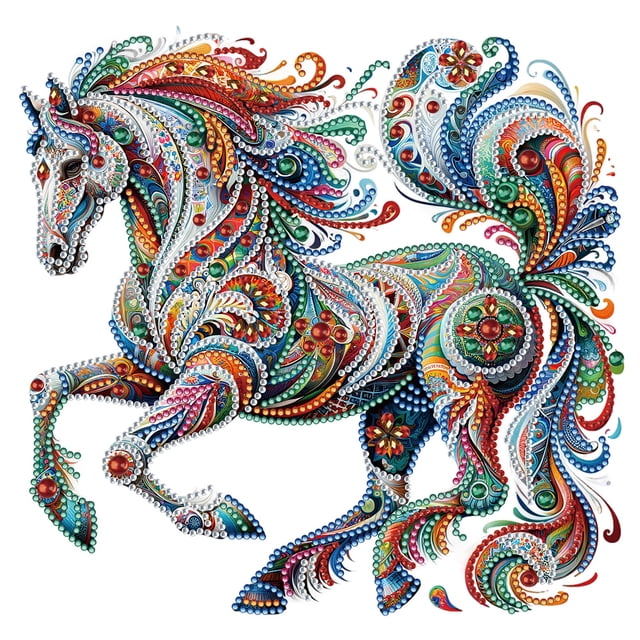 (XD367) Resina Diamante Con Forma Especial Serie Abstracta Caballo Magnífico Diamante Parcial 30*30 CM (con Vídeo)