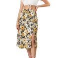 thumbnail image 1 of INSPIRE CHIC Falda A Media Pierna Con Abertura En La Cintura Y Estampado Floral Para Mujer Amarillo negro M, 1 of 6