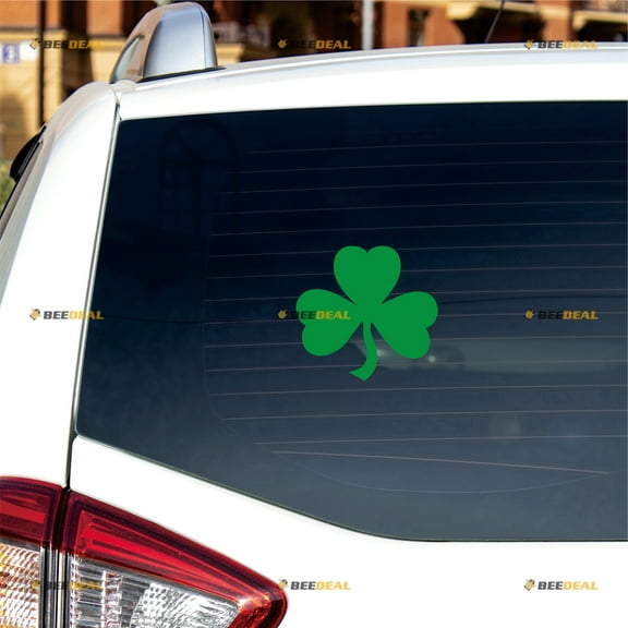Shamrock Clover 3 Leaf Ireland Irish Green Sticker Decal Vinyl - 2 Pack Reflective, 6 Inches - For Car Boat Laptop Cup