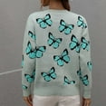 thumbnail image 4 of Herrnalise Women's Knitted Crop Tops Fashion Long Sleeves Round Neck Butterfly Print Loose Tops Blouse Knitted Sweater Pullover Jumper Sweaters, 4 of 6