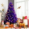 thumbnail image 5 of Infans 7ft Pre-lit Purple Halloween Christmas Tree w/ Orange Lights Pumpkin Decorations, 5 of 7