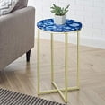 thumbnail image 1 of Walker Edison Modern Metal and Marble Round Side Accent Living Room Storage Small End Table, 16 Inch, Black Agate, 1 of 5