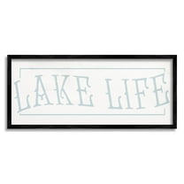 Lake Life Woodsy Cabin Sign Typography Graphic Art Black Framed Art Print Wall Art