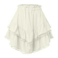 thumbnail image 3 of vigerkar Women's High Waist Ruffle Mini Skirt Lace Trim Flowy Boho Skorts for Women Flared Tiered Golf Tennis Athletic Skirts Beige, M, 3 of 3