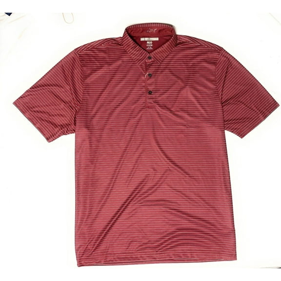 Greg Norman Men's Performance Golf Polo Shirt (Red Stripes, L)