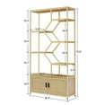 thumbnail image 6 of 7 Tier Rattan Bookshelf with Storage Cabinet & Door, 75.6 Inch Tall Natural Book Shelf with Open Display Shelves, Rattan Shelf Bookcase for Living Room, Bedroom, 6 of 8