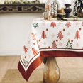 thumbnail image 5 of CHAO (Rojo, 140X230cm) Mantel navideño rectangular de poliéster, mantel lavable antimanchas, adecuado para picnics al aire libre, cocina y cenas navideñas., 5 of 5
