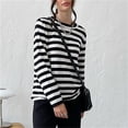 thumbnail image 7 of VISALY Pullover Crewneck Sweatshirt Striped Sweater Round Neck Knitted Pure Color Sweater Autumn Winter Classic Top Sweaters Crochet Sweaters Sweatshirts Loose Fit Hoodie Fitted Sweater Black L, 7 of 7