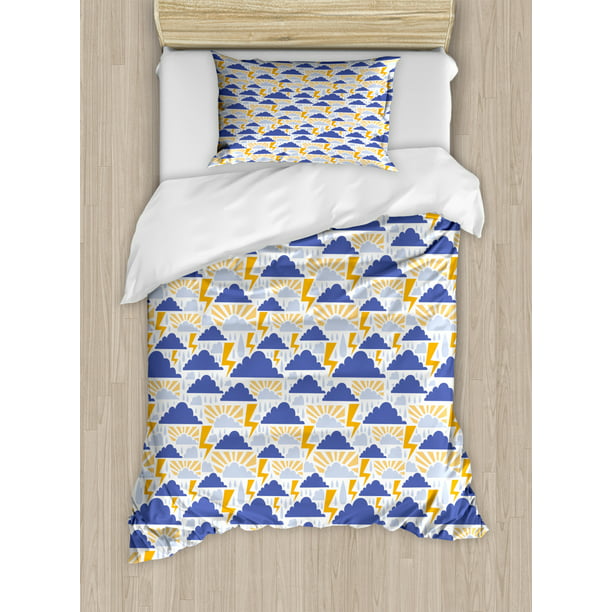 Blue And Yellow Twin Size Duvet Cover, Blue And Yellow Twin Bedding
