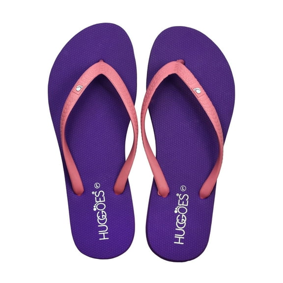 HUGGOES Lilac Natural Rubber Comfort Flip Flops for Women - Purple/Pink