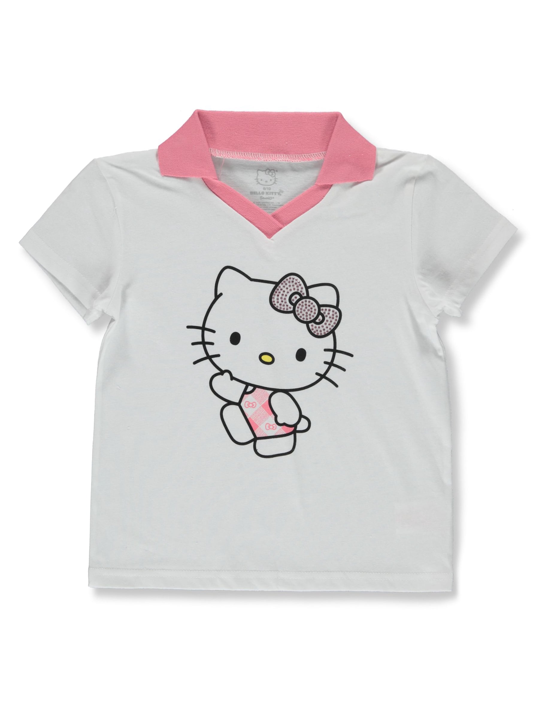 Hello Kitty Girls' 2-Piece Gem Polo Shirt Skorts Set Outfit Color: white/multi Size: 8 - 10