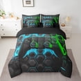 thumbnail image 2 of Castle Fairy Gradient Gamer Bedding Comforter Set,Abstract Hexagon Queen Bedding Sets, 2 of 8