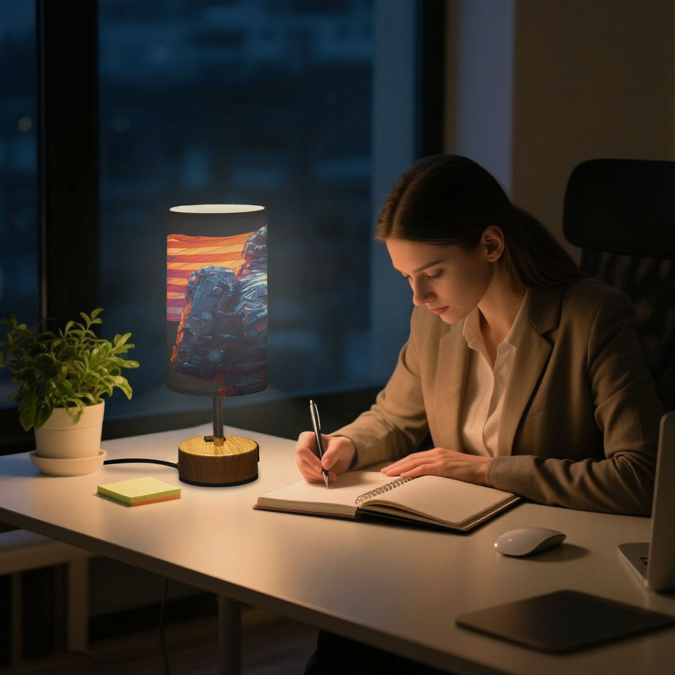 Touch-Control 3-Color Desk Lamp with Plug – Energy-Saving LED + 3 Simultaneous Charging Ports American Astronaut