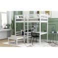 thumbnail image 4 of Convertible Loft Bed with L-Shape Desk, Cosymart Twin Bunk Bed with Shelves and Ladder, White, 4 of 9