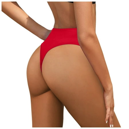 Zhden Bikini Bottoms Cheeky Bikini Bottoms Sexy High Waisted Swimsuit Bathing Suit Bottoms Thong Bikini BottomsRed XL
