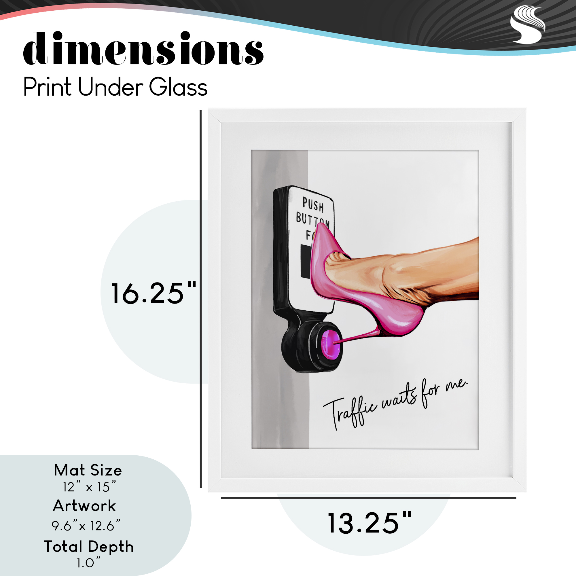 Traffic Waits for Me Heels White Framed Print Under Glass, design by Ziwei Li