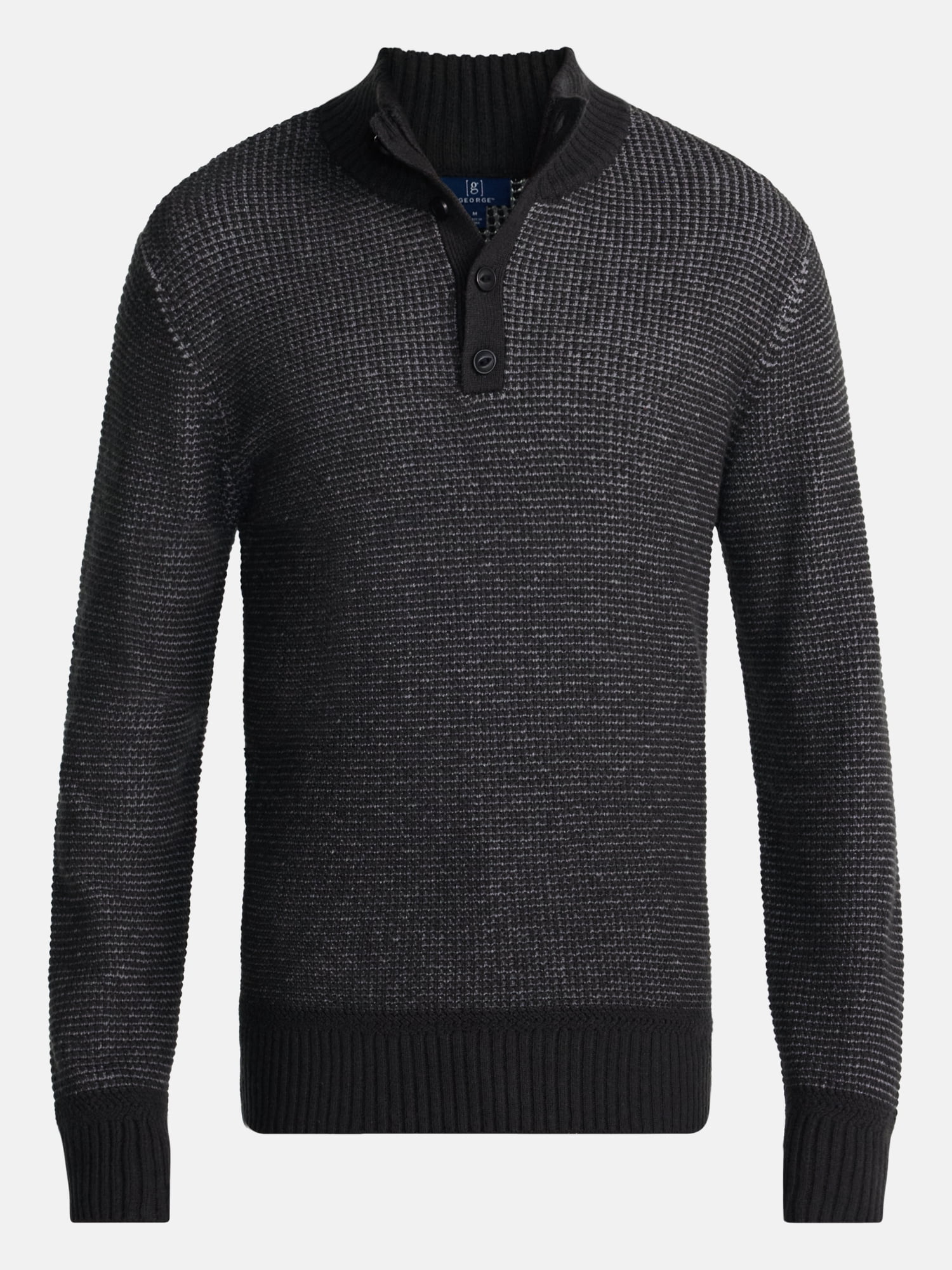George Men's and Men's Big & Tall Waffle Button Up Mock Neck Sweater, Midweight, Sizes XS-5XT