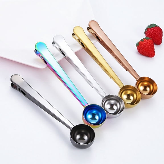 2 in 1 Coffee Measuring Spoon With Food Sealing Clip,Seasoning Spoon Milk Powder Measuring Spoon,Tea Spoon with Straw for Coffee, Iced Tea, Juice, Smoothies, Milkshakes,Kitchen Gadget