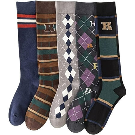 

5 Pairs Set Women Crew Socks Fashion Cotton Floral Print Warm Multicolor Thick