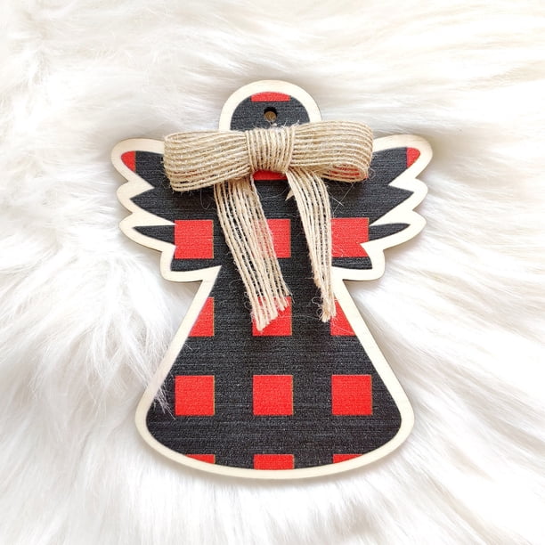 Adornos navideños rojos clsicos Decoracin para rbol de Navidad Colgante navideño de madera