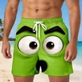 thumbnail image 2 of Telankuip Casual Lightweight Comfy Shorts Men's Funny Expression Printing Straight Leg Beach Five Point Pants Loose Breathable for Summer Swimming and Surfing 4-Green XXXL, 2 of 4