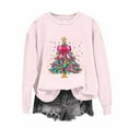 thumbnail image 5 of Womens Tops Plus Size Christmas Printed Long Sleeved Round Neck Off Shoulder Sweatshirt Pink10 M, 5 of 6