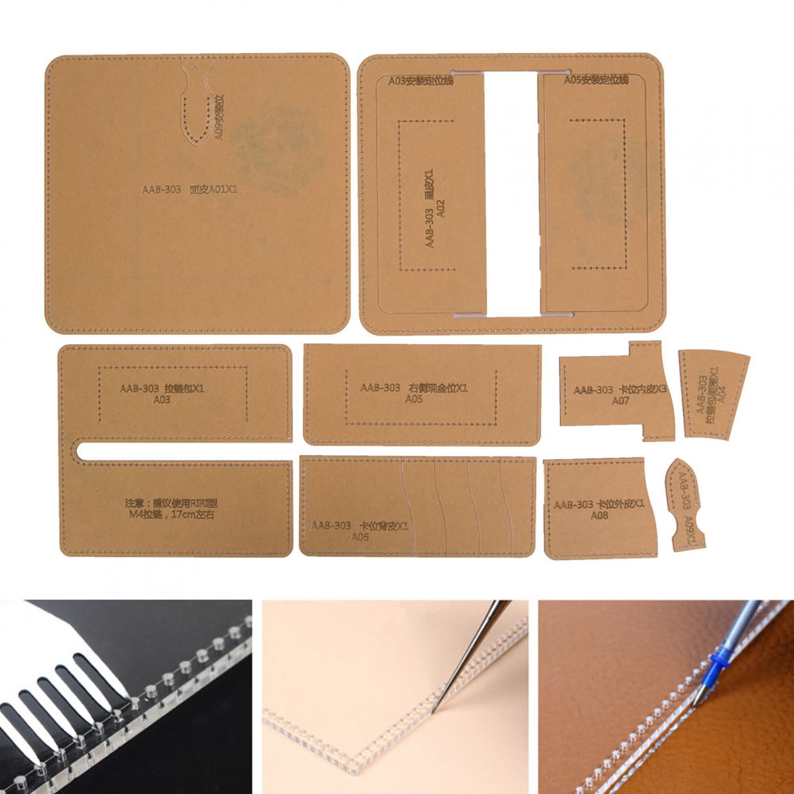 Nieyigj Clear Acrylic Leathercraft Template Stencil Kit Handcraft Wallet Purse Making Pattern DIY Leather Craft Tool, 8.66 inches / 22 cm (AAB-303)