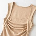 thumbnail image 2 of Playeras,Blusas y Tops,Ropa para Mujer Tank Top Mujeres Camiseta sin mangas con cuello cuadrado con volantes y corte bajo sexy para mujer (Khaki, M), 2 of 5