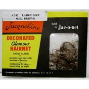 6 Net Jacqueline Decorated Glamour Hairnet Large Size Med Brown #242