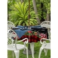 thumbnail image 2 of Outdoor Tablecloth with Umbrella Hole and Zipper, Red Plaid Christmas Round Table Cloth 54 Inch Waterproof Tablecloth, Xmas Snowflake Botanical Poinsettia Picnic Table Cover for Patio Camping, 2 of 7