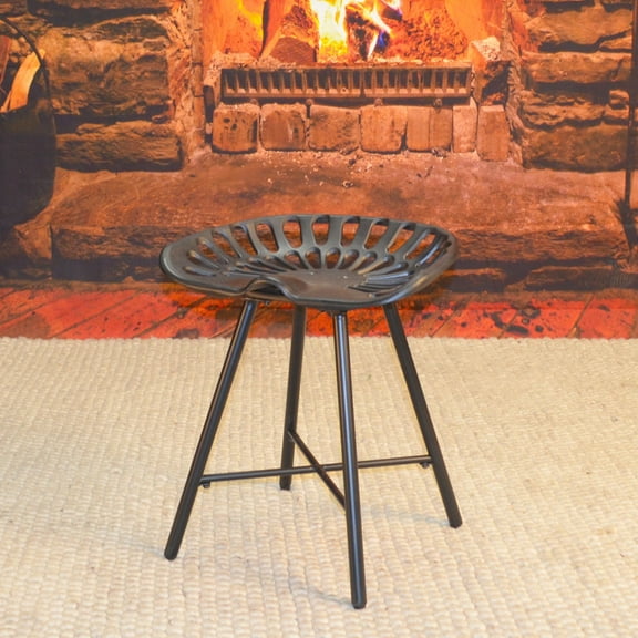Contemporary Home Living Solid Tractor Seat Stool - 18" - Black