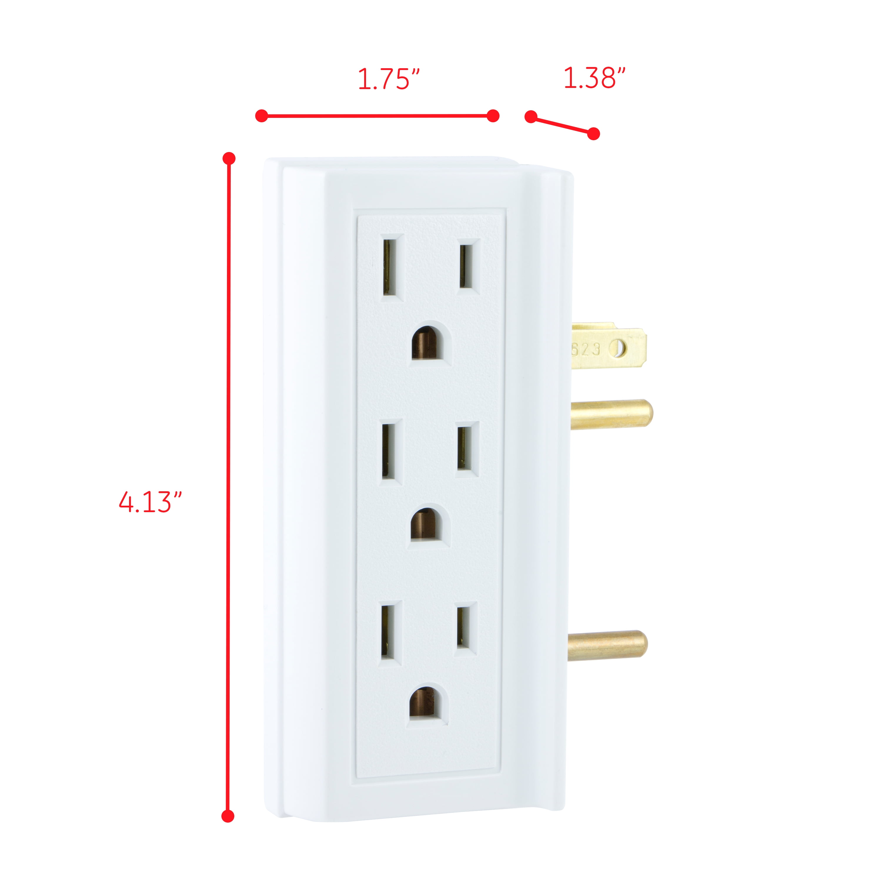Space Saving TWO 3-Outlet Polarized Swivel Wall Adapter-UL Listed