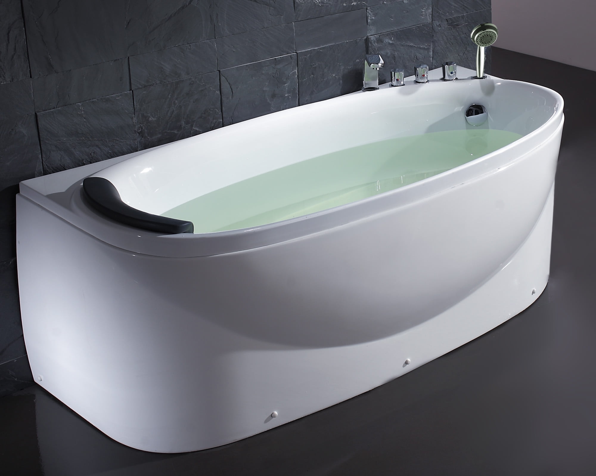 EAGO LK1104R White Right Drain Acrylic 6' Soaking Tub with Fixtures