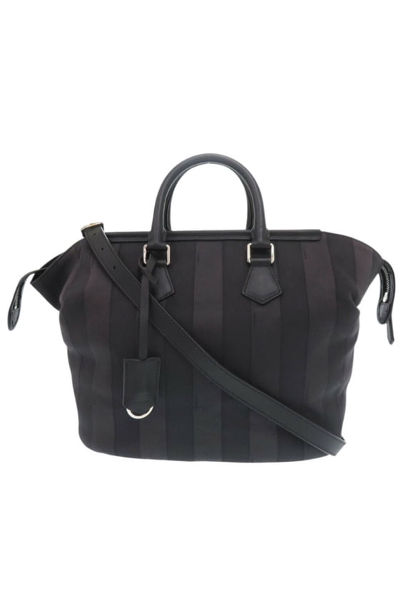 Pre-Owned Fendi Mother's Bag Canvas Leather Black Handbag Shoulder 0315FENDI (Good)