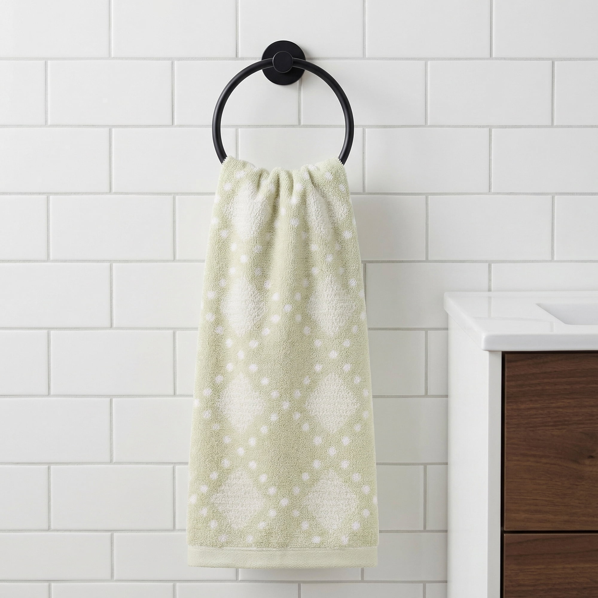 Unique Bargains Diamond Pattern Cotton Hand Towel Brown 29" x 13"