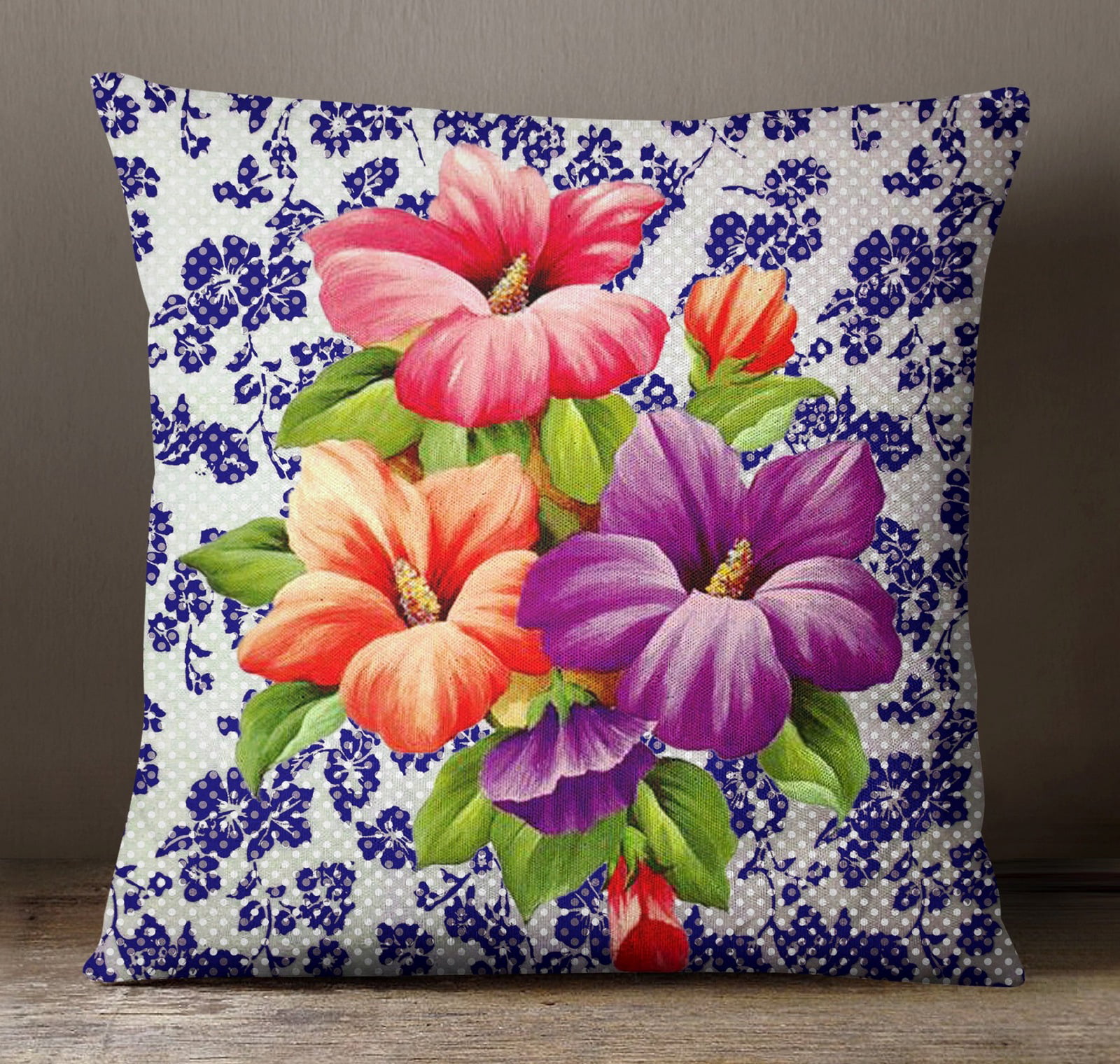 S4Sassy Floral Print Mint Cushion Cover Decorative Throw Pillow Case