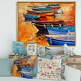 thumbnail image 2 of Designart 'Boats During Warm Colourd Sunset In The Harbor I' Nautical & Coastal Framed Canvas Wall Art Print, 2 of 5