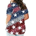 thumbnail image 3 of Red White and Blue Womens Blouse 4th of July Shirts Women Patriotic Shirts Women Fourth of July Women Shirts Plus Size for Women Sexy V-Neck Blouse Lace Casual Loose Summer Short Sleeve Blouse, 3 of 5