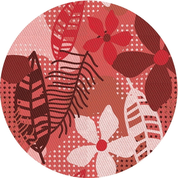 Ahgly Company Indoor Round Patterned Love Red Area Rugs, 4' Round