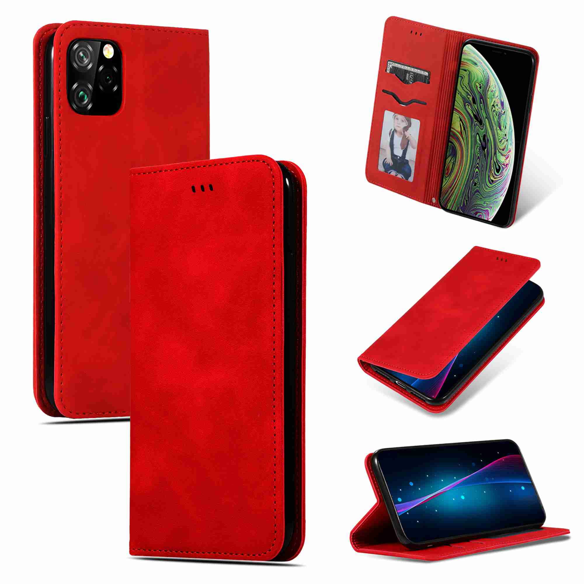 Shockproof Leather Flip Case for iPhone 11 Pro Business Wallet Cover Compatible with iPhone 11 Pro Smartphone 
