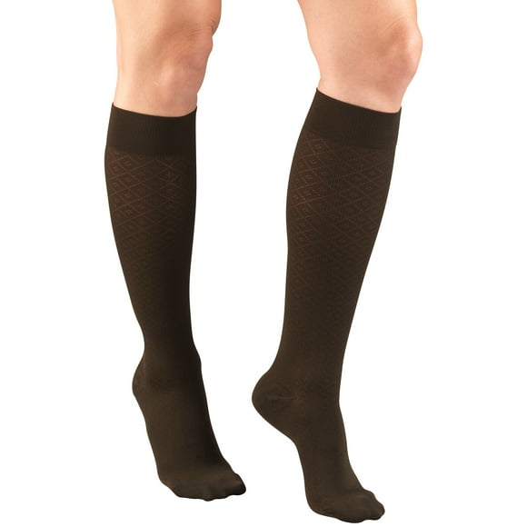Truform Knee High Trouser Socks, Diamond Pattern: 15 - 20 mmHg, Brown, X-Large